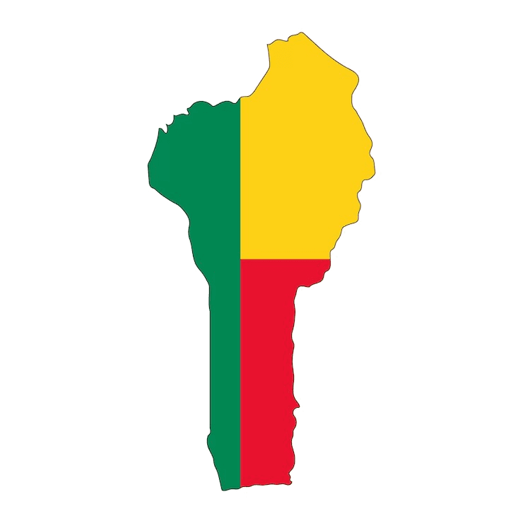 Carte du Bénin aux couleurs du drapeau national